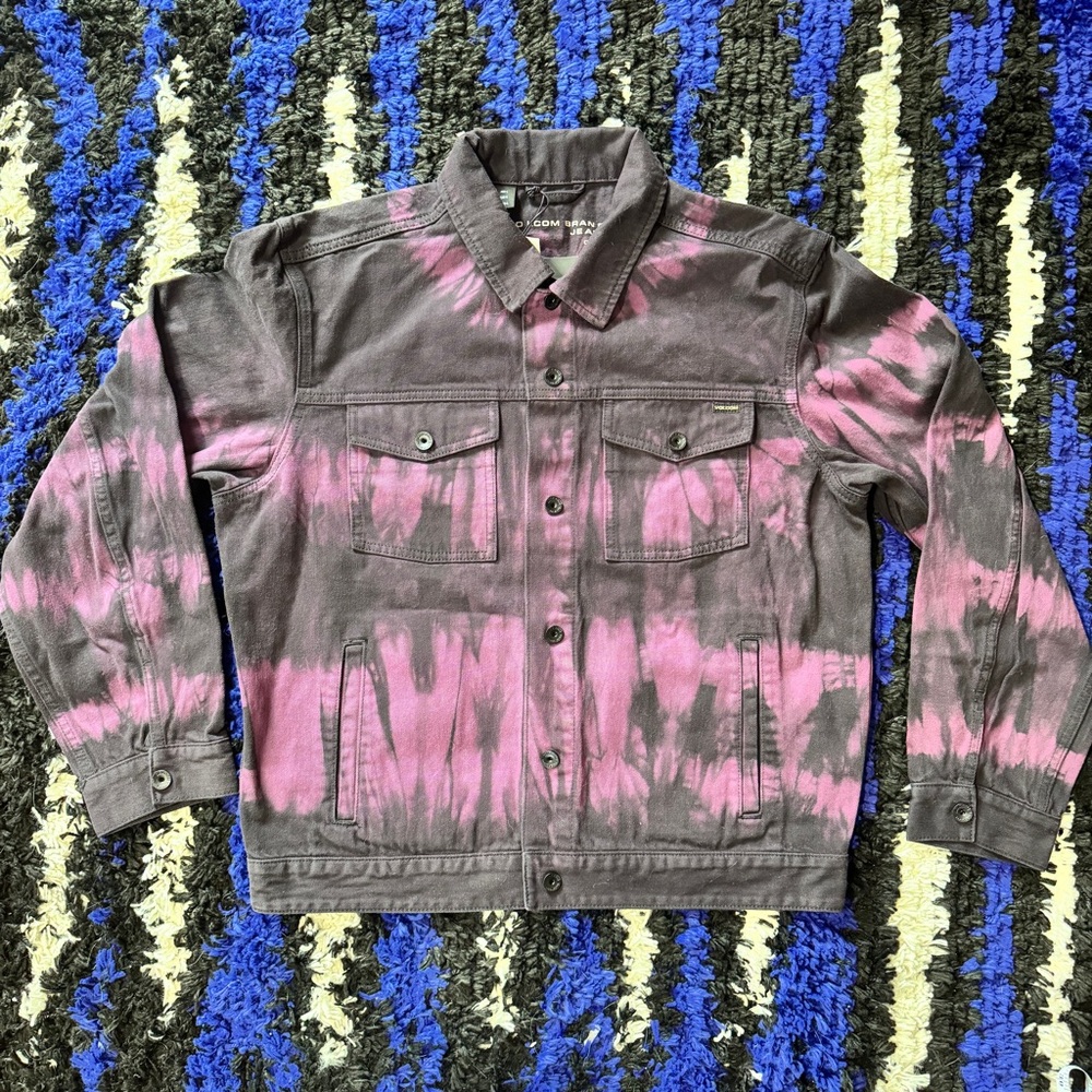 Volcom Men’s Purple Tie-Dye Denim Jacket